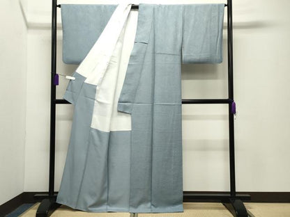 平和屋着物●上質な色無地　紋意匠　霞地紋　秘色色　正絹　逸品　CABG4377gh