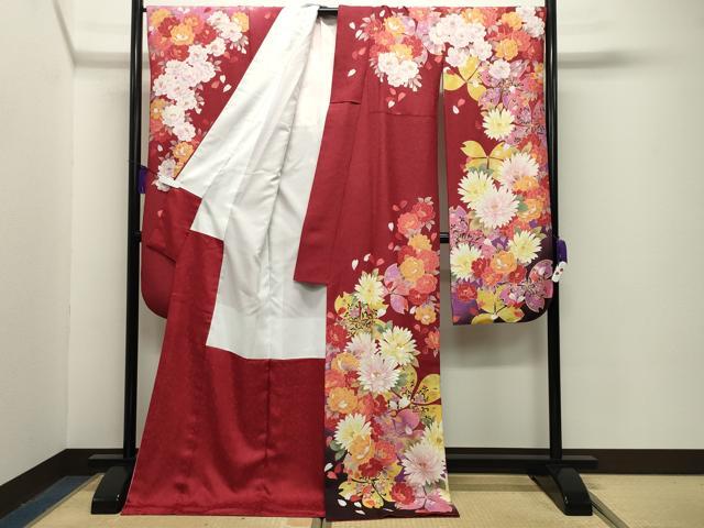 平和屋着物●豪華振袖　刺繍　舞桜花文　暈し染め　金彩　銀通し地　正絹　逸品　CABG4380gh