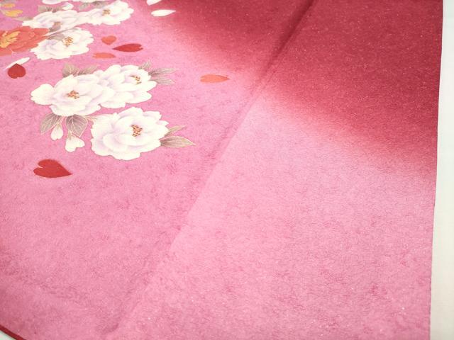 平和屋着物●豪華振袖　刺繍　舞桜花文　暈し染め　金彩　銀通し地　正絹　逸品　CABG4380gh
