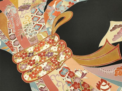 平和屋着物●創業460年・千總　黒留袖　駒刺繍　束ね熨斗飛鶴花文　金彩　正絹　逸品　CABG4386gh