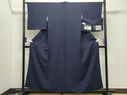平和屋着物●藍造り国選定無形文化財　藍師・佐藤昭人　中西秀典　色無地　濃藍色　証紙付き　正絹　逸品　CABG4390gh