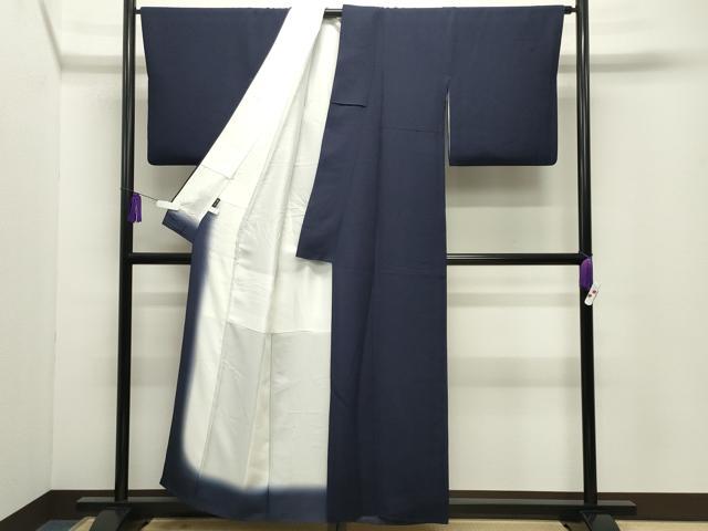 平和屋着物●藍造り国選定無形文化財　藍師・佐藤昭人　中西秀典　色無地　濃藍色　証紙付き　正絹　逸品　CABG4390gh