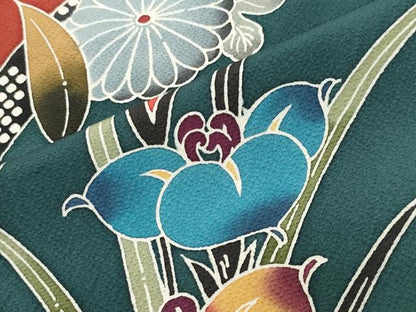 平和屋着物●豪華振袖　紅型　尾長鳥風景花文　正絹　逸品　CABG4392gh