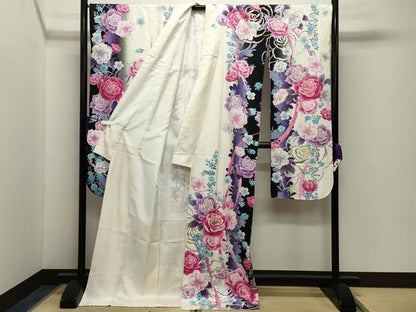 平和屋着物●松田聖子　SEIKOMATSUDA　振袖　刺繍　薔薇　暈し染め　金銀彩　正絹　逸品　CABG4393gh