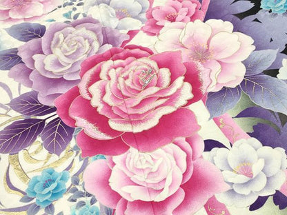 平和屋着物●松田聖子　SEIKOMATSUDA　振袖　刺繍　薔薇　暈し染め　金銀彩　正絹　逸品　CABG4393gh