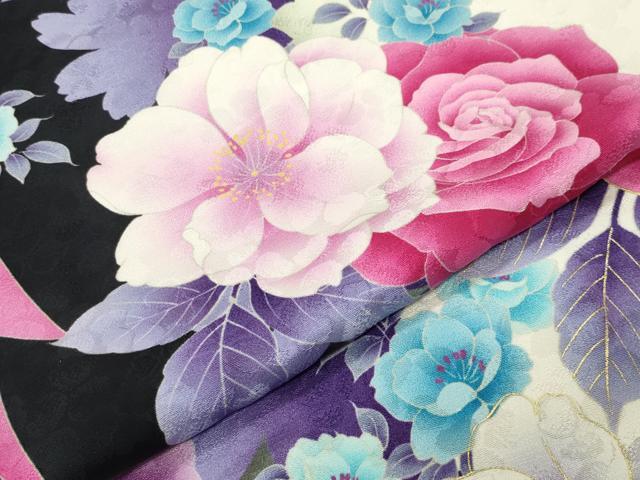 平和屋着物●松田聖子　SEIKOMATSUDA　振袖　刺繍　薔薇　暈し染め　金銀彩　正絹　逸品　CABG4393gh