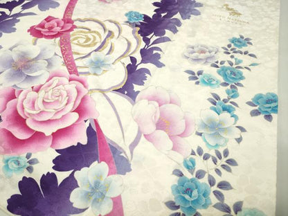 平和屋着物●松田聖子　SEIKOMATSUDA　振袖　刺繍　薔薇　暈し染め　金銀彩　正絹　逸品　CABG4393gh