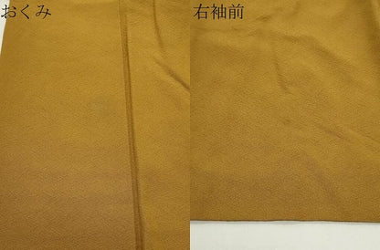 平和屋着物●上質な色無地　山吹茶色　正絹　逸品　CABG4394gh