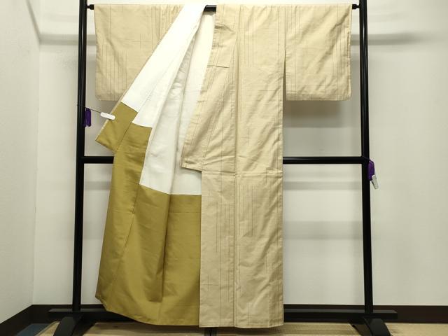 平和屋着物●上質な紬　間道　正絹　逸品　CABG4395gh