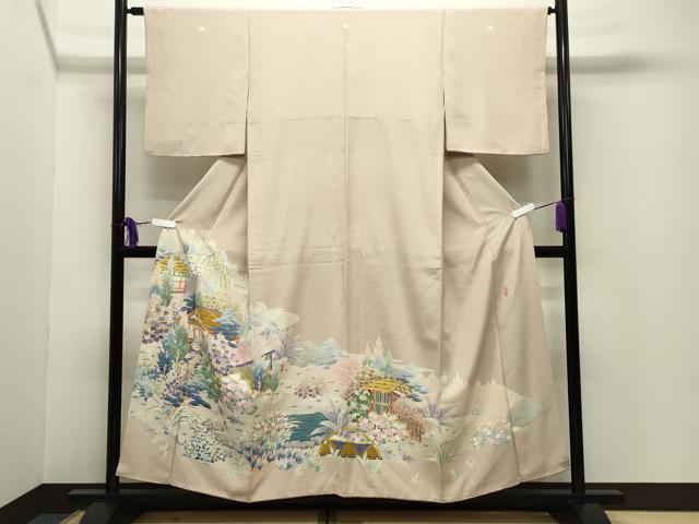 平和屋着物●本加賀友禅作家　直江良三　色留袖　風景花文　正絹　逸品　CABG4396gh