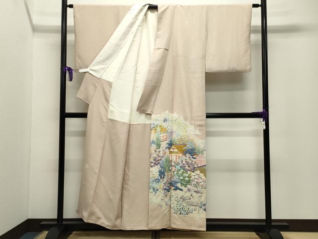 平和屋着物●本加賀友禅作家　直江良三　色留袖　風景花文　正絹　逸品　CABG4396gh