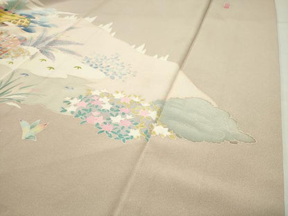 平和屋着物●本加賀友禅作家　直江良三　色留袖　風景花文　正絹　逸品　CABG4396gh