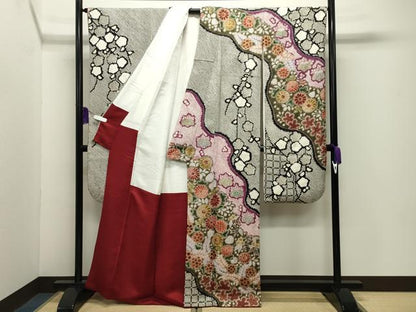 平和屋着物●豪華振袖　辻が花　絞り　黒地　金彩　正絹　逸品　CABG4398gh
