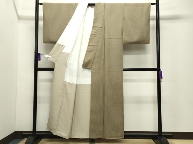 平和屋着物●上質な小紋　格子柄　正絹　逸品　CABG4401gh