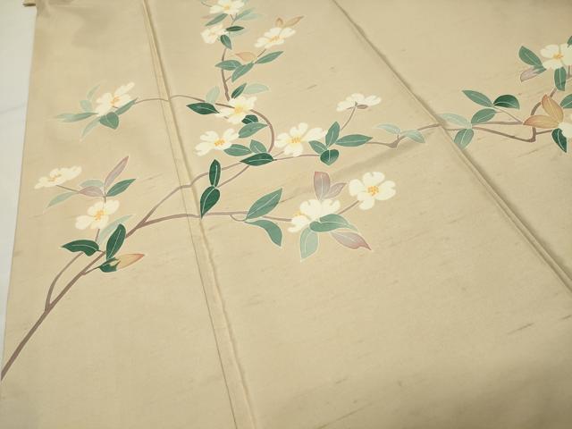平和屋着物●本加賀友禅作家　成竹登茂男　訪問着　白山紬　枝花文様　正絹　逸品　CABG4402gh