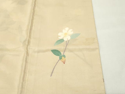 平和屋着物●本加賀友禅作家　成竹登茂男　訪問着　白山紬　枝花文様　正絹　逸品　CABG4402gh