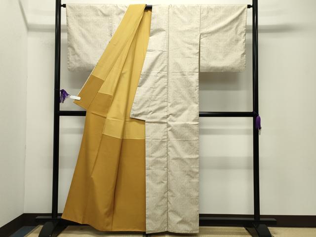 平和屋着物●本場大島紬　白大島　9マルキ　麻の葉文様　正絹　逸品　CABG4403gh