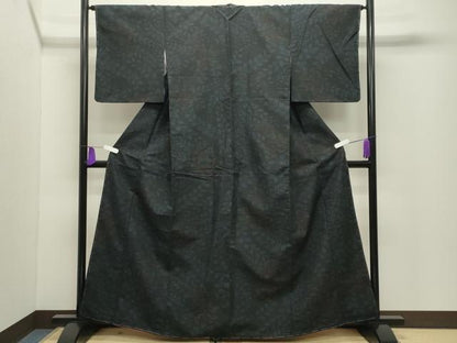 平和屋着物●結城紬　80亀甲　花唐草文　正絹　逸品　未使用　CABG4406gh