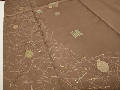 平和屋着物●訪問着　駒刺繍　こぼれ松葉　松ぼっくり　源氏香　金彩　正絹　逸品　CABG4407gh
