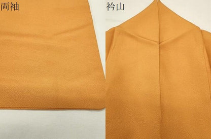 平和屋着物●上質な色無地　渦巻き地紋　金茶色　正絹　逸品　CABG4410gh