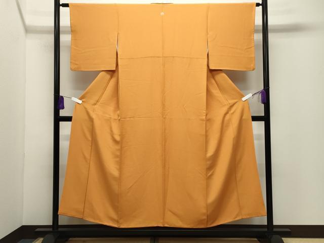 平和屋着物●上質な色無地　渦巻き地紋　金茶色　正絹　逸品　CABG4410gh