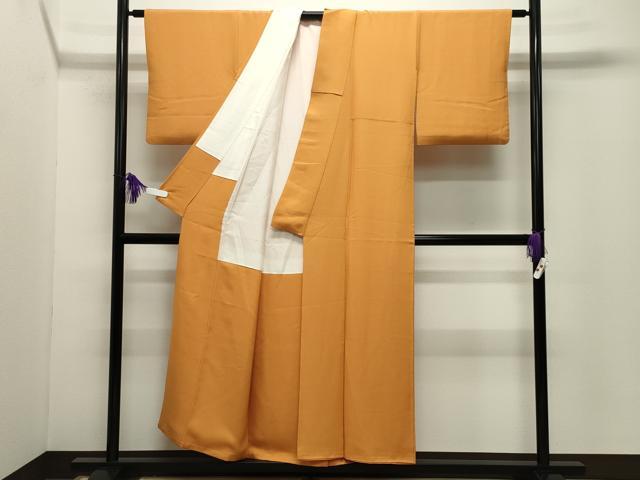 平和屋着物●上質な色無地　渦巻き地紋　金茶色　正絹　逸品　CABG4410gh