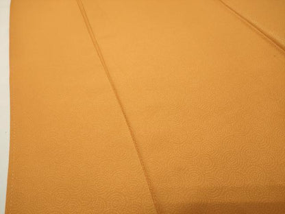 平和屋着物●上質な色無地　渦巻き地紋　金茶色　正絹　逸品　CABG4410gh