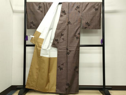 平和屋着物●本場大島紬　9マルキ　泥染め　枝葉文　友原織物謹製　証紙付き　正絹　逸品　未使用　CABG4414gh