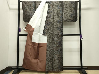 平和屋着物●本場大島紬　枝花文　正絹　逸品　CABG4417gh