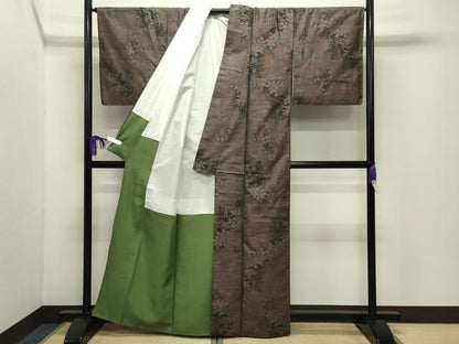 平和屋着物●本場大島紬　9マルキ　草花文　正絹　逸品　CABG4418gh