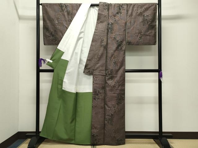 平和屋着物●本場大島紬　9マルキ　草花文　正絹　逸品　CABG4418gh