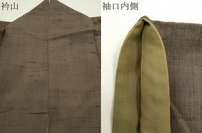 平和屋着物●上質な紬　媚茶色　正絹　逸品　CABG4419gh