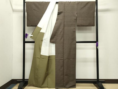 平和屋着物●上質な紬　媚茶色　正絹　逸品　CABG4419gh