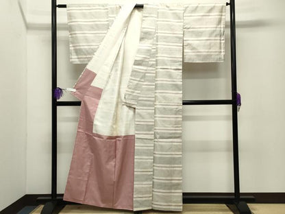 平和屋着物●本場大島紬　白大島　100亀甲　横段文　正絹　逸品　CABG4421gh