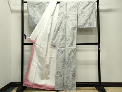 平和屋着物●本場大島紬　白大島　9マルキ　総絣　扇面花文　正絹　逸品　CABG4422gh