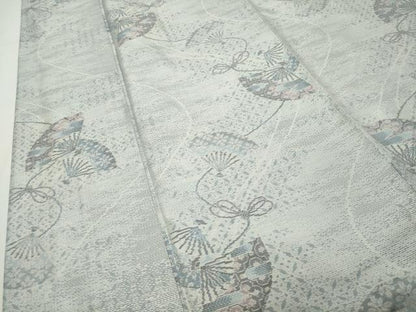 平和屋着物●本場大島紬　白大島　9マルキ　総絣　扇面花文　正絹　逸品　CABG4422gh