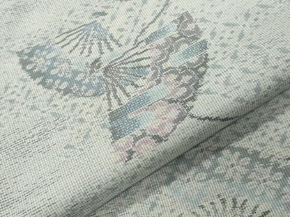 平和屋着物●本場大島紬　白大島　9マルキ　総絣　扇面花文　正絹　逸品　CABG4422gh