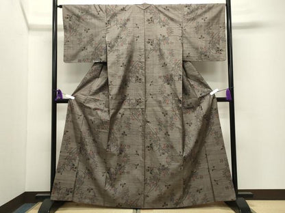 平和屋着物●本場大島紬　9マルキ　花唐草文　正絹　逸品　CABG4423gh