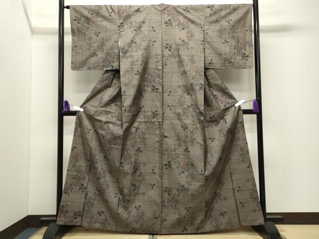 平和屋着物●本場大島紬　9マルキ　花唐草文　正絹　逸品　CABG4423gh