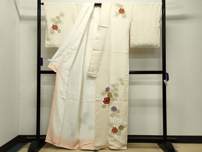 平和屋着物●訪問着　駒刺繍　牡丹花文　金彩　正絹　逸品　CABG4426gh