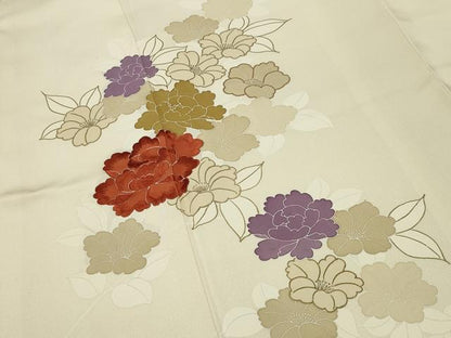平和屋着物●訪問着　駒刺繍　牡丹花文　金彩　正絹　逸品　CABG4426gh