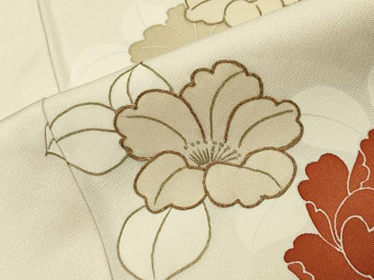 平和屋着物●訪問着　駒刺繍　牡丹花文　金彩　正絹　逸品　CABG4426gh