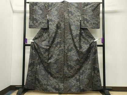平和屋着物●本場大島紬　9マルキ　風景草木文　正絹　逸品　CABG4430gh