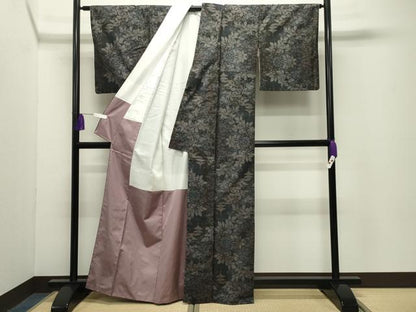 平和屋着物●本場大島紬　9マルキ　風景草木文　正絹　逸品　CABG4430gh