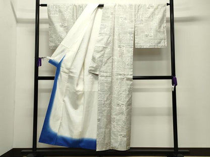 平和屋着物●本場大島紬　白大島　120亀甲　色紙重ね風景文　正絹　逸品　CABG4437gh