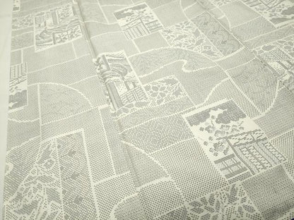 平和屋着物●本場大島紬　白大島　120亀甲　色紙重ね風景文　正絹　逸品　CABG4437gh