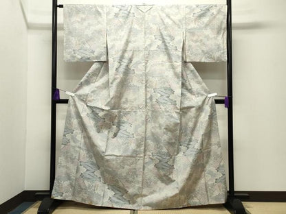 平和屋着物●本場大島紬　白大島　総絣　風景文　正絹　逸品　CABG4438gh
