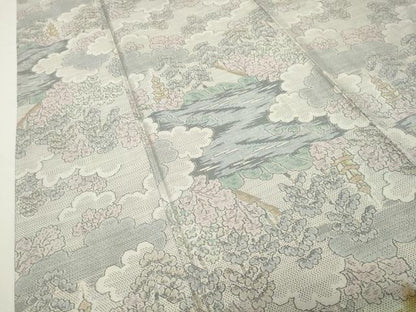 平和屋着物●本場大島紬　白大島　総絣　風景文　正絹　逸品　CABG4438gh