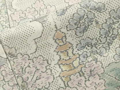 平和屋着物●本場大島紬　白大島　総絣　風景文　正絹　逸品　CABG4438gh