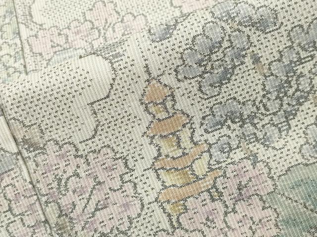 平和屋着物●本場大島紬　白大島　総絣　風景文　正絹　逸品　CABG4438gh